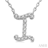 1/20 ctw Initial 'I' Round cut Diamond Pendant With Chain in 14K White Gold